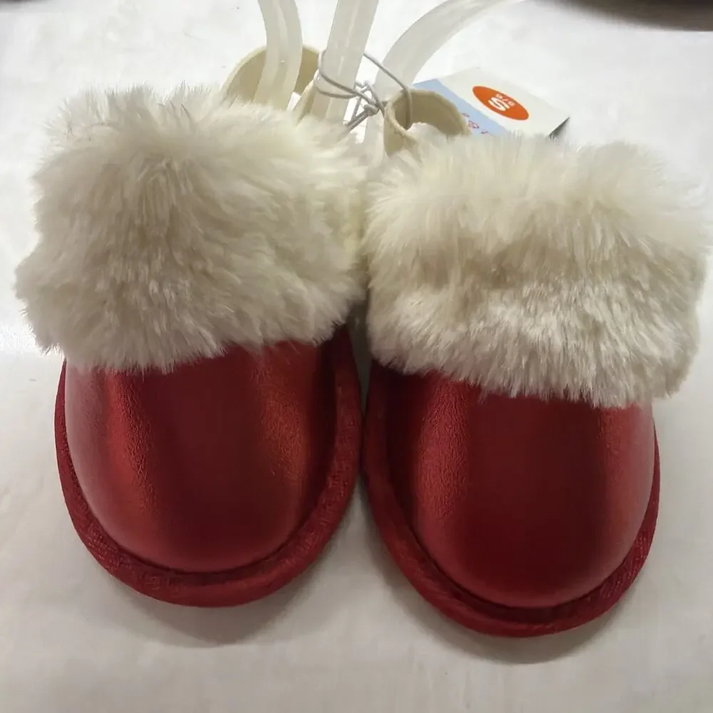 Cat & Jack Lila Silver Metallic Red Toddler Slippers NWT Toddler Girls Size 5/6